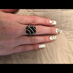 black onyx & 1/10 diamond chips sterling silver